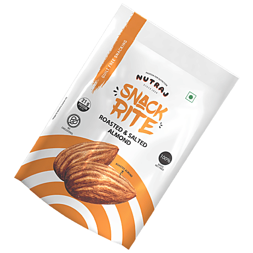 Nutraj Snack Rite Almond - Roasted & Salted, 150 g Pouch Baked Not Fried, No Cholesterol, 21 G Protein Per 100 G