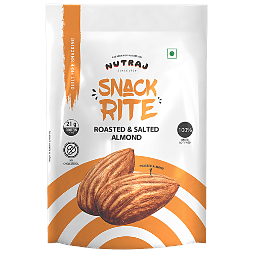 Nutraj Snack Rite Almond - Roasted & Salted, 150 g Pouch Baked Not Fried, No Cholesterol, 21 G Protein Per 100 G
