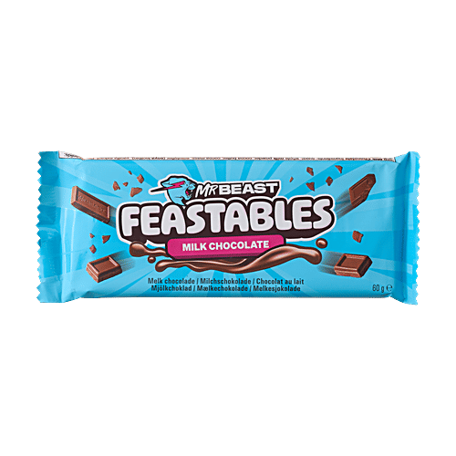 Mr Beast Feastables Milk Chocolate, 60 g  Creamy Milk Chocolate
 Smooth Texture
 Delightful Indulgence