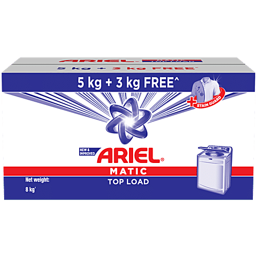 Ariel Matic Top Load Detergent Powder, 5 kg (Buy 5 kg Get 3 kg Free) Tough Stain Removal
Bright Clean