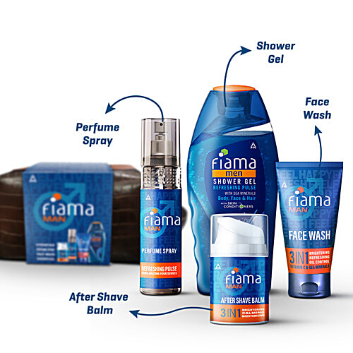 Fiama Man Grooming Essentials, 4 pcs  Ideal Gift Set for Rakshabandhan