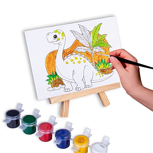 Little Birdie Create & Display Fun Set Dinosaur - Pre-Marked Panel, With Easel, 6 Colours & 1 Brush, 1 pc Dinosaur Painting Kit
Pre-Marked Panel
Vibrant Paints