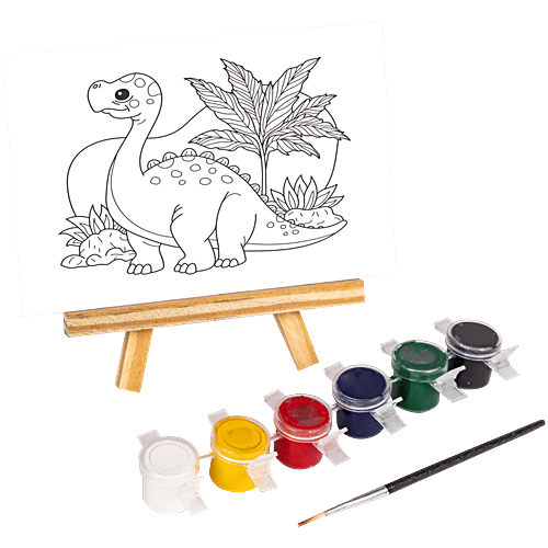 Little Birdie Create & Display Fun Set Dinosaur - Pre-Marked Panel, With Easel, 6 Colours & 1 Brush, 1 pc Dinosaur Painting Kit
Pre-Marked Panel
Vibrant Paints