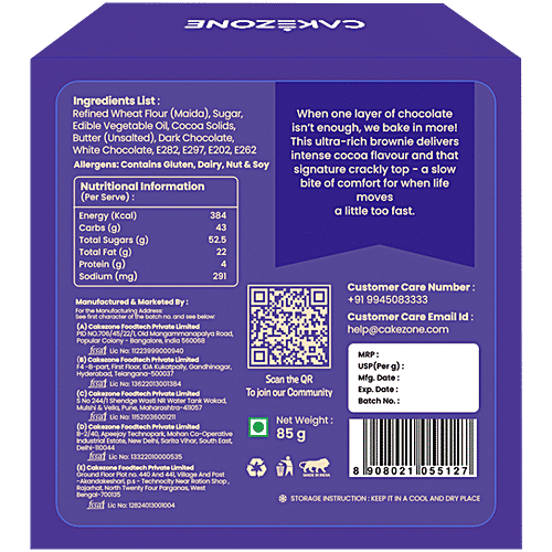 CakeZone Double Chocolate Brownie, 85 g