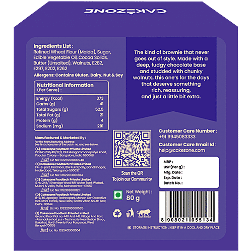 CakeZone Walnut Brownie, 80 g