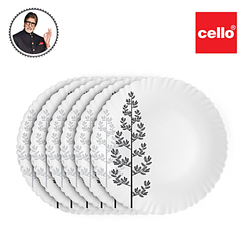 Cello Opal Glass Winter Pine Dinner Plates, 6 pcs  