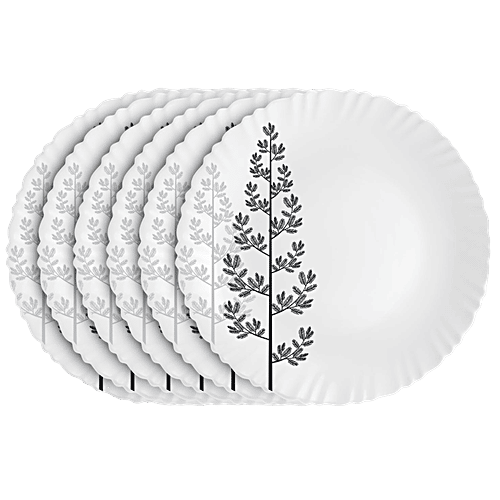 Cello Opal Glass Winter Pine Dinner Plates, 6 pcs  