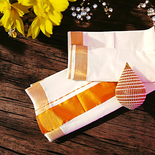 House of Festivals Kerala Cotton Saree - 6.25 m, 1 pc  