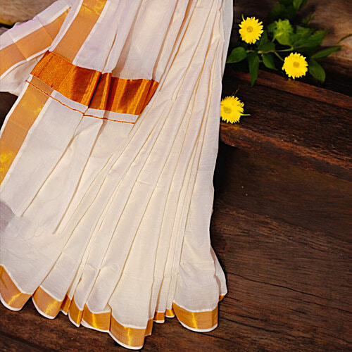 House of Festivals Kerala Cotton Saree - 6.25 m, 1 pc  