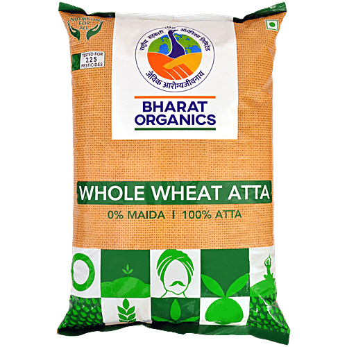 Bharat Organics Whole Wheat Pure Organic Atta, 5 kg Organic, No Maida, Atta