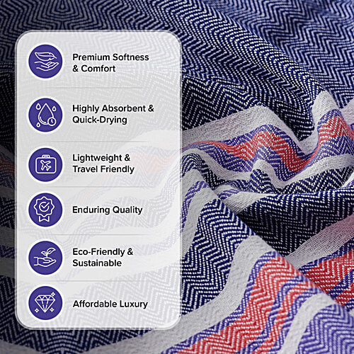 bb home Earth Cotton Bath Towel - Waves, Purple, 75 cm x 150 cm, Large, 1 pc