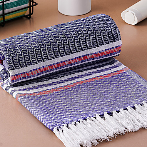 bb home Earth Cotton Bath Towel - Waves, Purple, 75 cm x 150 cm, Large, 1 pc