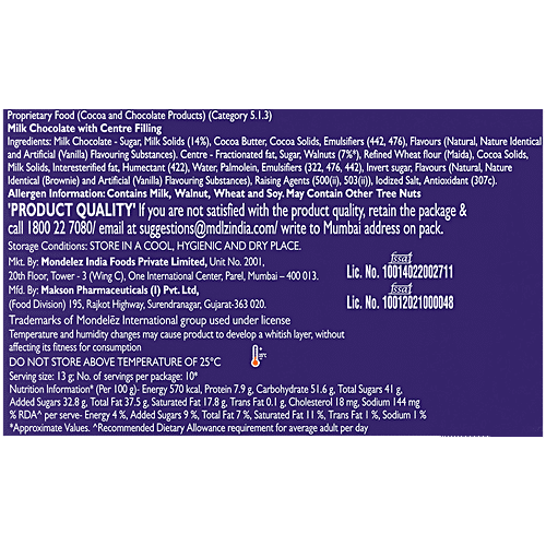 Cadbury Studio Brownie Aux Noix Signature Pralines Chocolate, 130 g (10 x 13 g) Perfect Gift for Special Occasions, Premium Collection of Cadbury Chocolates