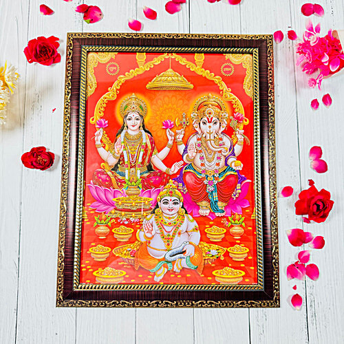 Mangal Bhavan Laxmi Ganesh Kuber Picture Frame, 1 pc