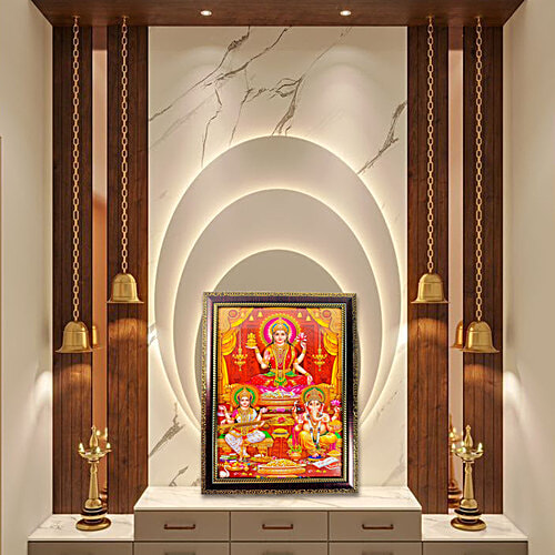 Mangal Bhavan Laxmi Ganesh Saraswati Picture Frame, 1 pc  