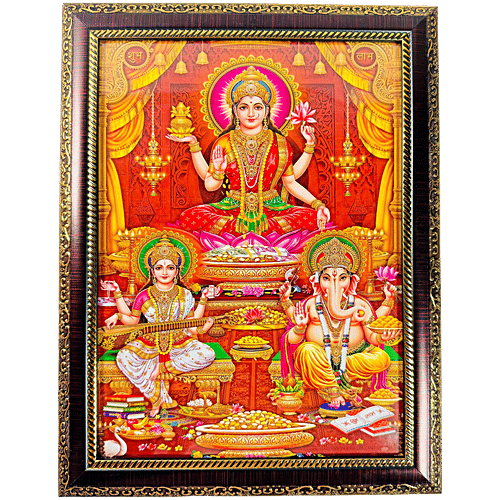 Mangal Bhavan Laxmi Ganesh Saraswati Picture Frame, 1 pc  