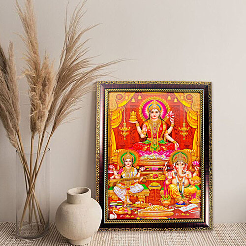 Mangal Bhavan Laxmi Ganesh Saraswati Picture Frame, 1 pc  