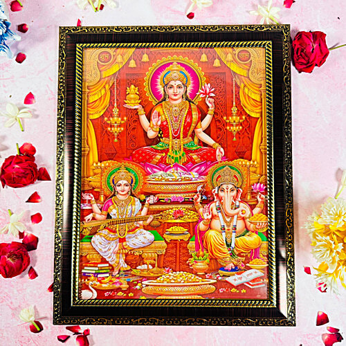 Mangal Bhavan Laxmi Ganesh Saraswati Picture Frame, 1 pc  