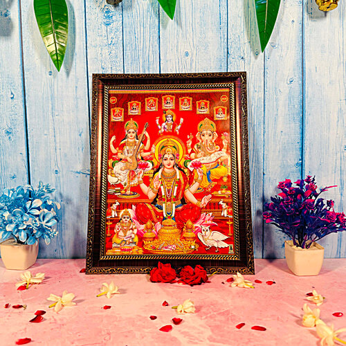 Mangal Bhavan Laxmi Ganesh Saraswati Vishnu Picture Frame, 1 pc