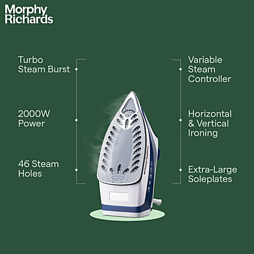 Morphy Richards Super Glide 2000 Watt 300ml Steam Iron (Turbo Steam Burst, 500010, Blue), 1 Unit  