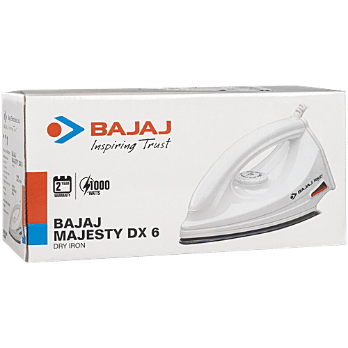 Bajaj Electricals Majesty 1000 Watt Dry Iron (German Coating Technology, MajestyDX6, White), 1 Unit  