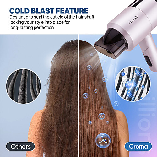 Croma Hair Dryer with 3 Heat Settings & Cool Shot (Overheat Protection, Pink), 1 Unit  