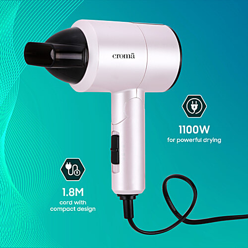 Croma Hair Dryer with 3 Heat Settings & Cool Shot (Overheat Protection, Pink), 1 Unit  