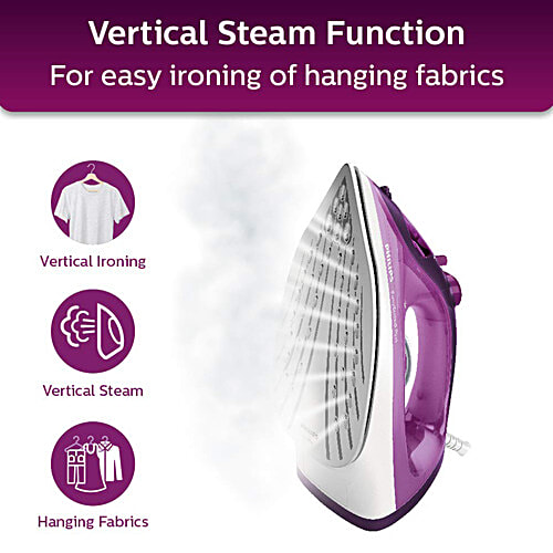 Philips India EasySpeed Plus 2400 Watts 270ml Steam Iron (Durable Ceramic Soleplate, GC2147/30, Purple), 1 Unit  