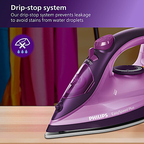 Philips India EasySpeed Plus 2400 Watts 270ml Steam Iron (Durable Ceramic Soleplate, GC2147/30, Purple), 1 Unit  