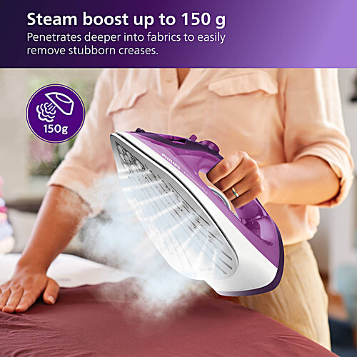 Philips India EasySpeed Plus 2400 Watts 270ml Steam Iron (Durable Ceramic Soleplate, GC2147/30, Purple), 1 Unit  