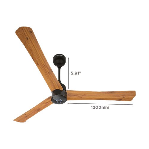 Atomberg atomberg Renesa Smart Plus 5 Star 1200mm 3 Blade BLDC Motor Smart Ceiling Fan with Remote (Alexa & Google Assistant, Golden Oakwood), 1 Unit  