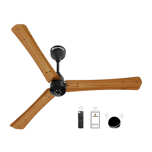 Atomberg atomberg Renesa Smart Plus 5 Star 1200mm 3 Blade BLDC Motor Smart Ceiling Fan with Remote (Alexa & Google Assistant, Golden Oakwood), 1 Unit  