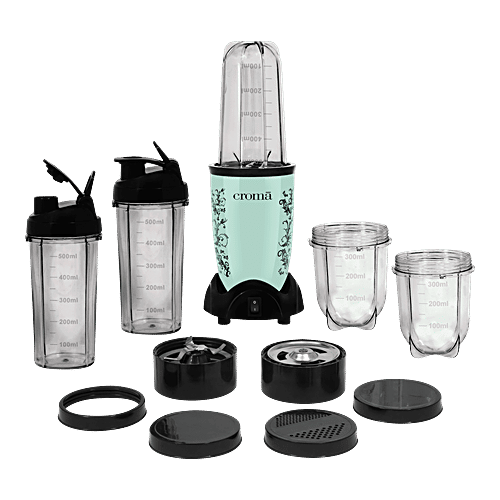 Croma Personal 400 Watt 5 Jars Blender (21500 RPM, Overload Protection, Teal Green), 1 Unit  