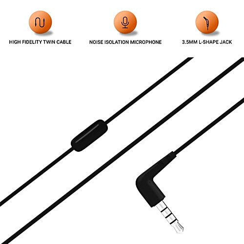 JBL JBL T50HIBLKIN Wired Earphone with Mic (In Ear, Black), 1 Unit