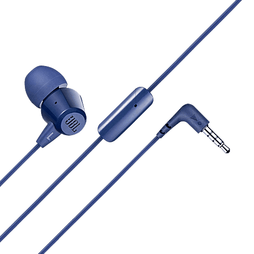 JBL JBL T50HIBLUIN Wired Earphone with Mic (In Ear, Blue), 1 Unit  