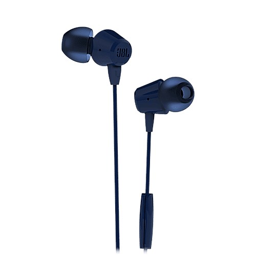 JBL JBL T50HIBLUIN Wired Earphone with Mic (In Ear, Blue), 1 Unit  