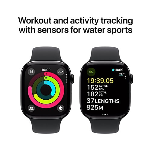 Apple Apple Watch Series 10 GPS with Sport Band - M/L (46mm Retina LTPO3 OLED Display, Jet Black Aluminium Case), 1 Unit  