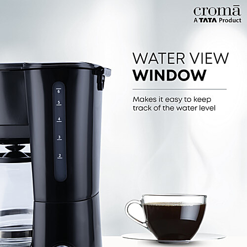 Croma 600 Watt 5 Cups Manual Black Coffee Maker with Rust Resistant (Black), 1 Unit