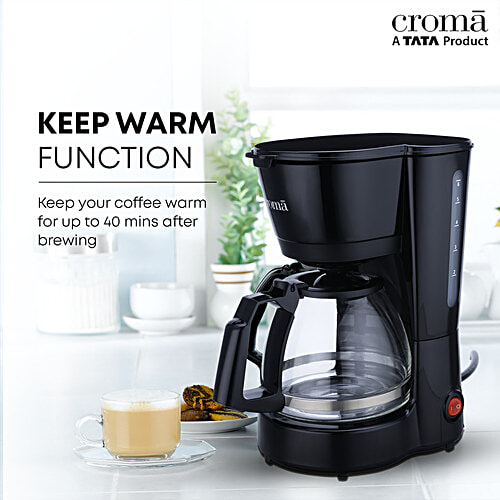 Croma 600 Watt 5 Cups Manual Black Coffee Maker with Rust Resistant (Black), 1 Unit