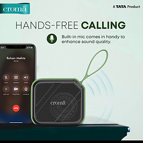 Croma 8W Portable Bluetooth Speaker (Lightweight and Ergonomic Design, 5.1 Channel, Green), 1 Unit  