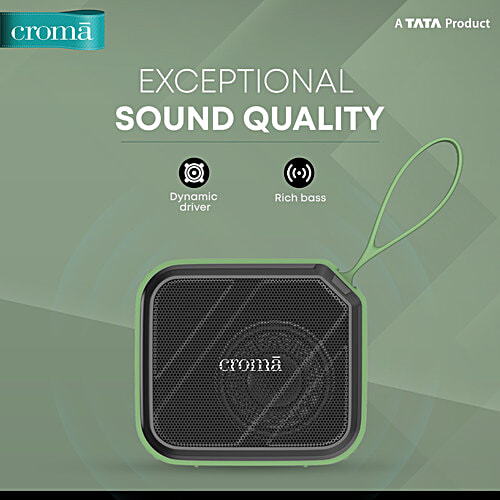 Croma 8W Portable Bluetooth Speaker (Lightweight and Ergonomic Design, 5.1 Channel, Green), 1 Unit  