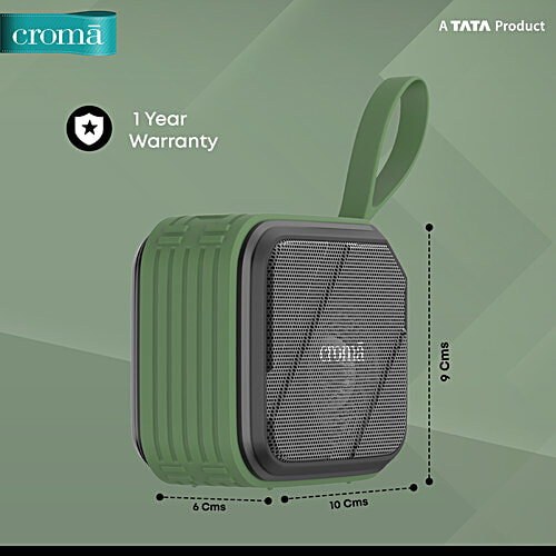 Croma 8W Portable Bluetooth Speaker (Lightweight and Ergonomic Design, 5.1 Channel, Green), 1 Unit  