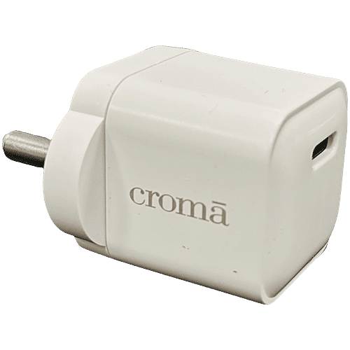 Croma 20W Type C Fast Charger (Type C to Type C Cable, Apple Compatible, White), 1 Unit