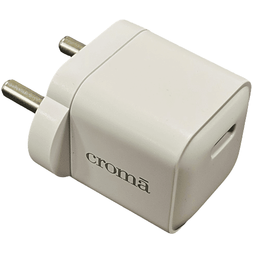 Croma 20W Type C Fast Charger (Type C to Type C Cable, Apple Compatible, White), 1 Unit