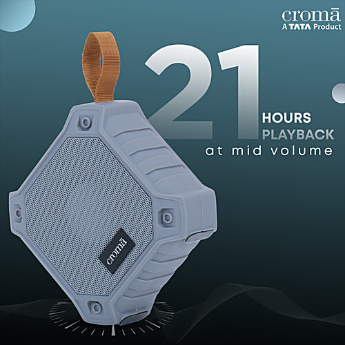 Croma CREMP2101sBTSP 5W Portable Bluetooth Speaker (Water Proof, 21 Hours Playback Time, True Wireless Stereo Function, Grey), 1 Unit