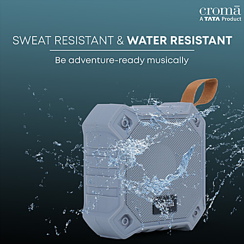 Croma CREMP2101sBTSP 5W Portable Bluetooth Speaker (Water Proof, 21 Hours Playback Time, True Wireless Stereo Function, Grey), 1 Unit