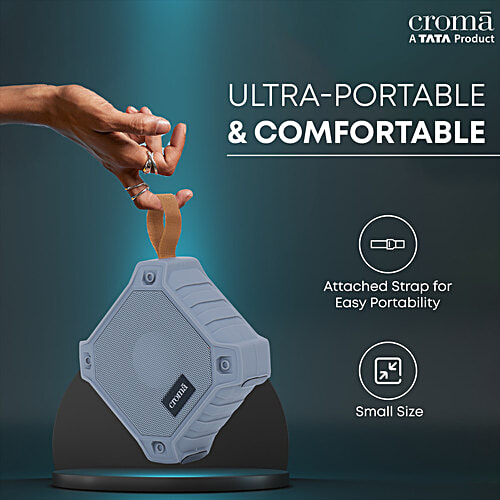 Croma CREMP2101sBTSP 5W Portable Bluetooth Speaker (Water Proof, 21 Hours Playback Time, True Wireless Stereo Function, Grey), 1 Unit