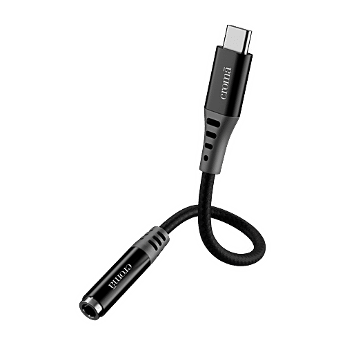 Croma Croma Type C to 3.5mm Aux 0.39 Feet (0.12M) Audio Adapter (In-Built DAC Chip, Black), 1 Unit  