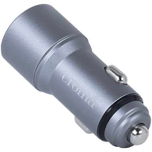 Croma QP38W 38 Watts 2 USB Ports Car Charging Adapter (Fast Charging Capability, CRST38WCHA281201, Grey), 1 Unit  