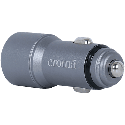 Croma QP38W 38 Watts 2 USB Ports Car Charging Adapter (Fast Charging Capability, CRST38WCHA281201, Grey), 1 Unit  